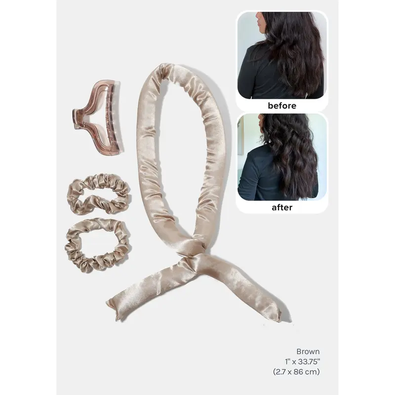 AOA Heat-free Satin Hair Curling Rod - Brown