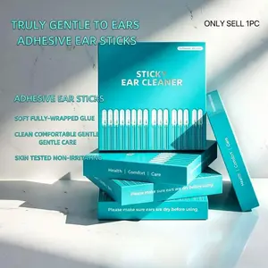 1 Box 24pcs Ear Cleaning Tools, Strong Adhesive Ear Sticks, Disposable Cotton Swabs, Large Size for Adults and Kids, Easy-To-Use Ear Picks, Ear Cleaner