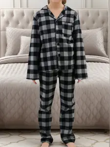 Christmas Pajama Set, Lightweight Woven Flannel Plaid Sleepwear, Comfortable Long Sleeve Pants, Two-Piece Loungewear