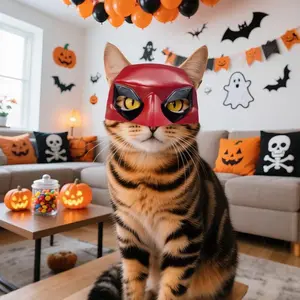 Cat Cosplay Bat Cat Joker Avenger Mask, Party Celebration Costume Accessory, Halloween Pet Supplies, Perfect for Feline Fans & Events