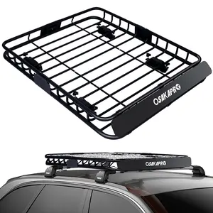 Donext Basket, 42" Rooftop Cargo Carrier Basket with Roof Rack, Black Steel Roof Rack Cross Bars, Universal Roof Basket for Cars & SUVs