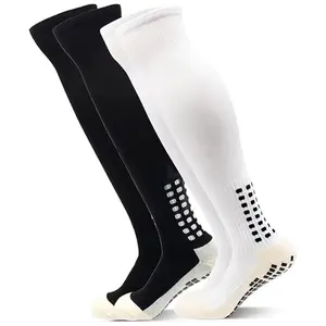 Unisex Anti Slip Knee High Sports Socks, Non Slip Bottom Grip Cushioned Socks for Soccer Football Basketball Hockey Outdoor Sports