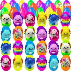 24 Pack Prefilled Easter Eggs with Squishy Toys – Easter Basket Stuffers, Stuffed Easter Eggs, Egg Hunt Fillers, Party Favors for Kids Boys & Girls, Easter & Birthday Gifts
