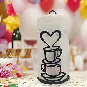 Metal Heart Coffee Napkin Holder, Rustic Home Decor for Dining Room Bedroom Kitchen, Silhouette Iron Ornament Gift