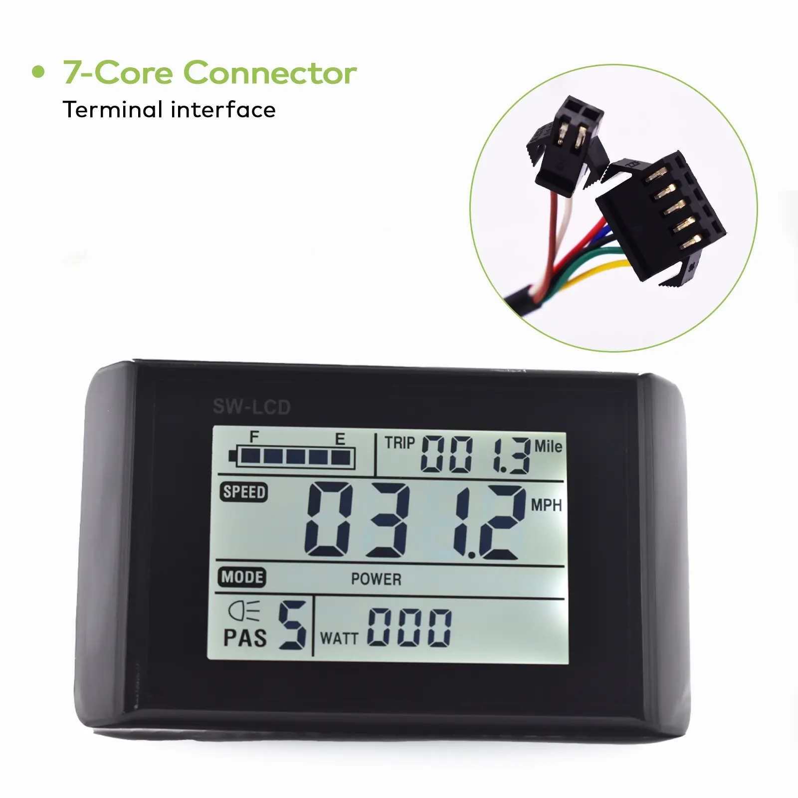 Durable Waterproof Electric Bicycle Speedometer Sw900 Sm7pin, Shockproof Wired Display, Uart 2 Protocol, E-Bike Controller Connection