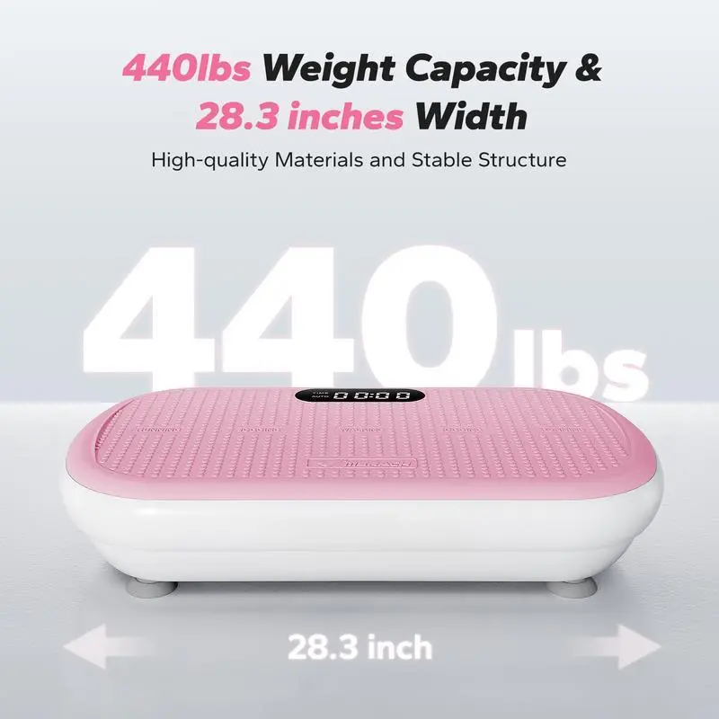 Vibration Plates for Whole Body Workout, ABS Exercise Machine with Anti-Slip Base, LED Display, 440lbs Capacity, Bluetooth Remote & Resistance Bands