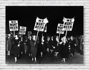 1933 We Want Beer Poster, Womens Anti Prohibition 18th Amendment Protest Parade March Photo Picture Print, Bar Brewery Wall Art Home Décor
