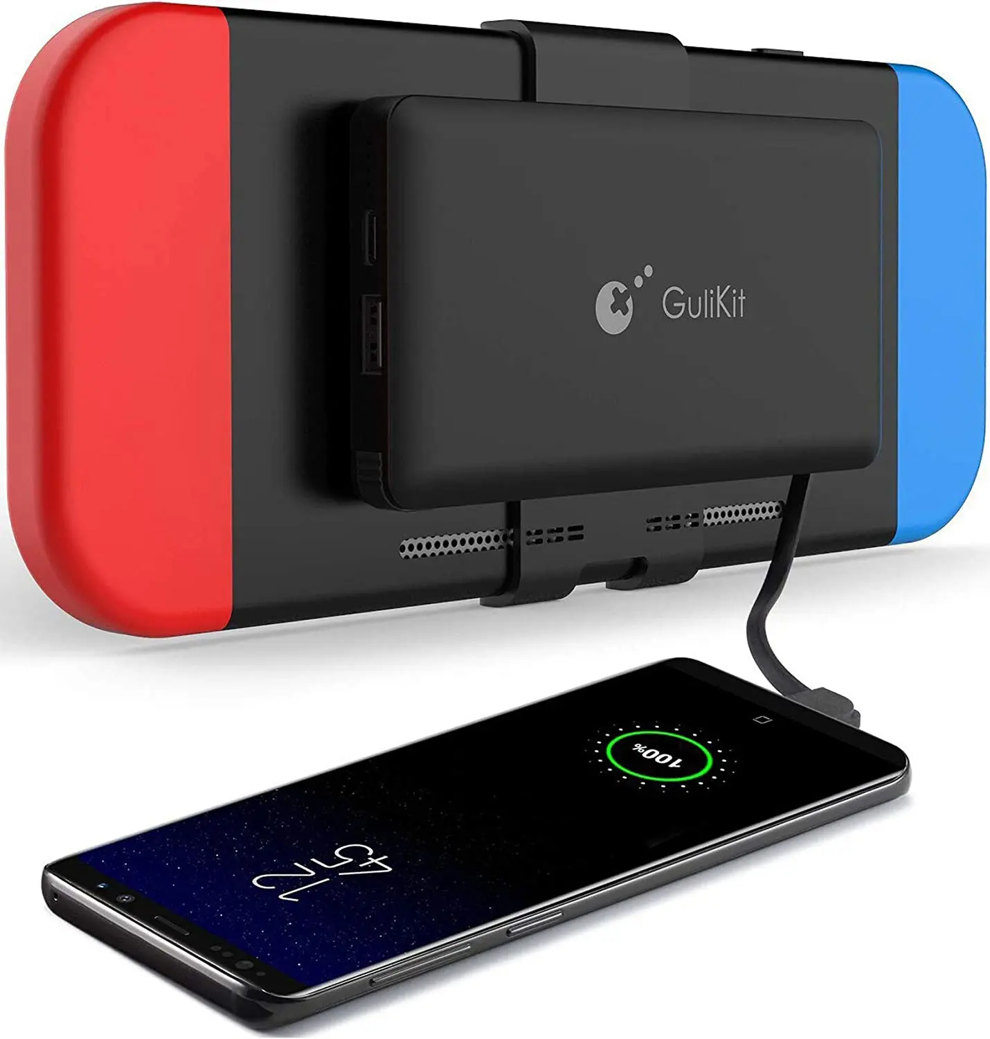 Gulikit 10000mAh Portable USB Rechargeable Power Bank Charging Case - Console Accessories for Nintendo Switch OLED, with Device Protection for iPhone 15/14/13/12 Pro/Max/Plus