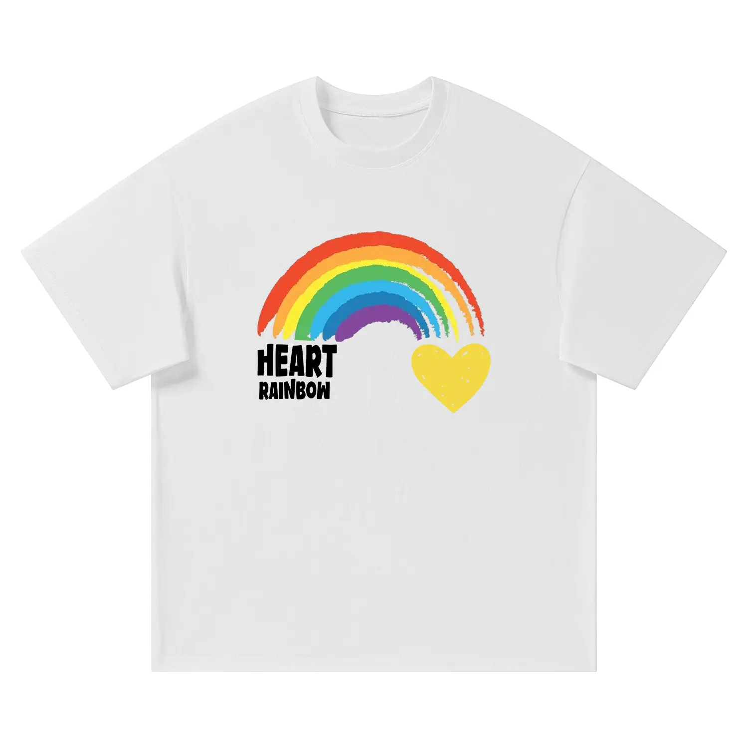 Pride Month Rainbow T-Shirt for Men Women, Heavyweight Cotton Love Wins Graphic Tees, Cute Aesthetic Heart Rainbow Oversized Shirt Casual Summer Outfits