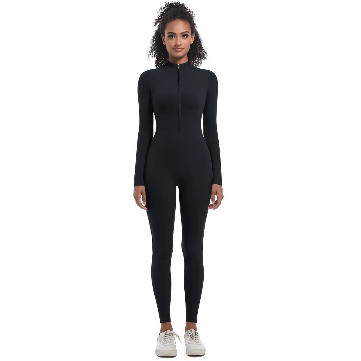 Soft high Stretch Moisture-Wicking Quick-drying breathable Zipper long sleeve yoga fitness running jumpsuit tight butt lifting seamless bodysuit workout Apparel Stretchable Activewear pilates gymgirls gym workout clothes for women