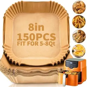 150pcs Air Fryer Liners, 8.7" Square Parchment Disposable Paper Liner for Air Fryer, Baking, Roasting and Microwave, Non-Stick liner oil-proof
