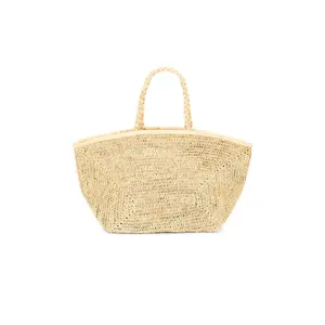 florabella Vallejo Lux Crochet Raffia Tote in Natural & Gold