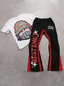 Men's Cartoon Figure Graphic Tee & Pants Set, Matching Sets, Regular Fit Casual Fashion Short Sleeve T-shirt & Trousers for Daily Wear, Men's Outfits for Spring & Fall