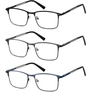 Progressive Multifocus Reading Glasses Men No Line Multifocal Transition Blue Light  Metal Wide Frame Eyeglasses