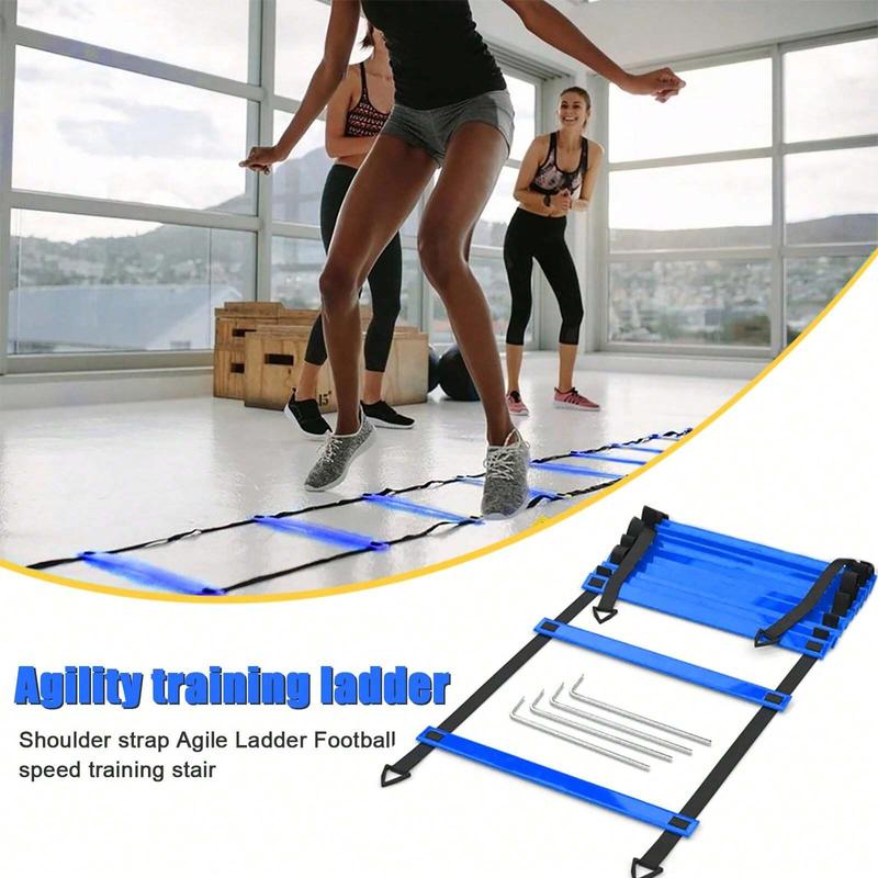 Sports Agility Ladders Football Training Equipment | Speed Agility Training Set, Including 1 Agility Ladder, 4 Steel Piles,12 Disc Cones,1 Resistance Umbrella .| for Athletes/Sports Including Football & Basketball