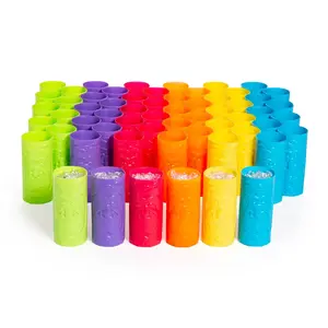 7" 24 oz. Bulk 60 Ct. Colorful Disposable Plastic Tiki Party Cups