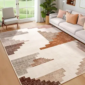 JAKOLIVE Modern Geometric Orange Tapestry Floor Carpet with Versatile Home Decor, Machine Washable, Suitable for Living Room, Bedroom, Hall, Bathroom, Kitchen, Laundry Room Eye-Catching Artistic Abstract Area Rug for Living Room