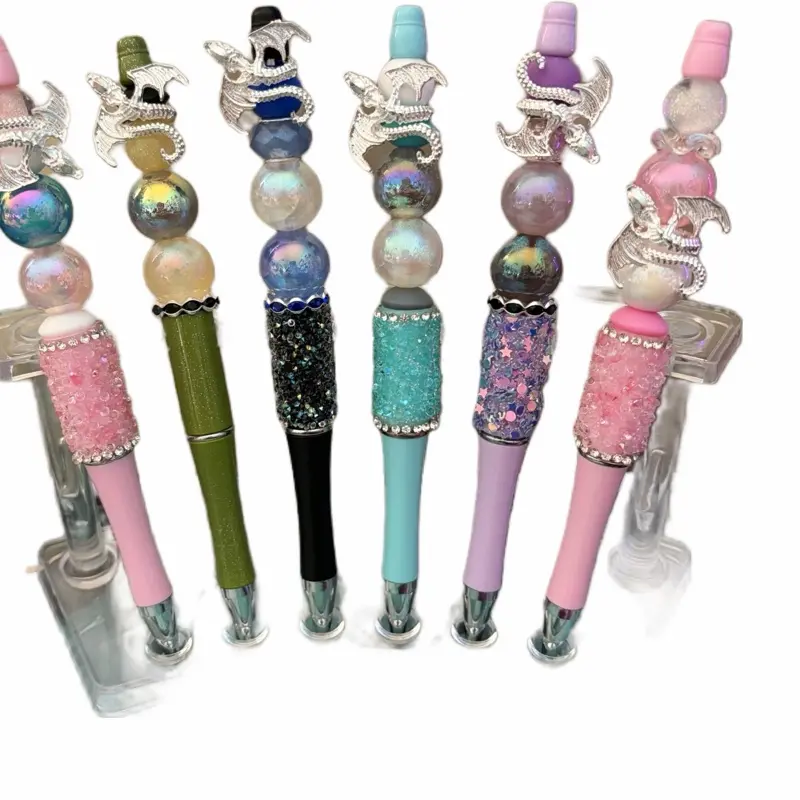 Beaded Pens with Metal Dragon Accents and Included Ink Refills