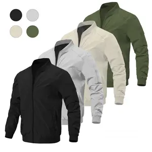 Mens Windbreaker Jacket Lightweight Bomber Style Black Casual Coat for Everyday Commute