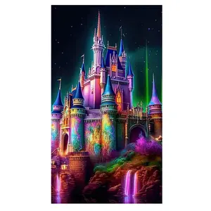 Aurora Castle Diamond Art Kit for Adults, Full Drill 5D Diamond Painting, DIY Gem Craft for Home Wall Decor & Gift Ideas