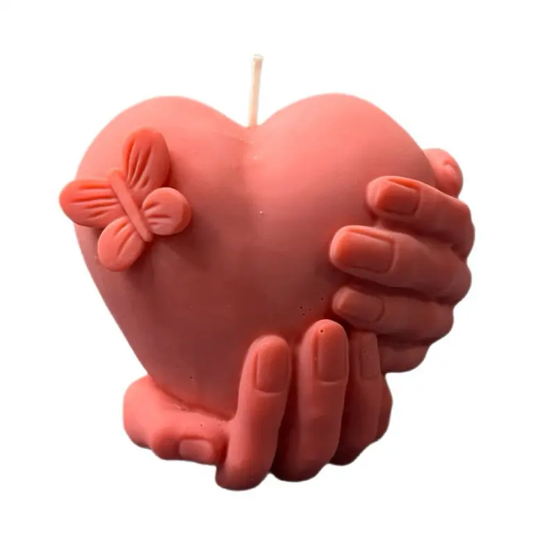 "Hold My Heart" 6 oz Symbolic Candle with Butterfly Design in Hand Formed Shape-Custom Color