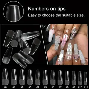 240Pcs Soft Gel Nail, Ballerina Nail Half Matte Clear Shaped Acrylic False Nail Tips - 12 Sizes For Home DIY, Suitable for Women and Girls daily use