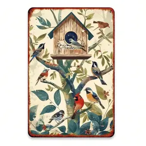 Aluminum Retro Art Deco Wall Sign for Ramadan Valentine Home Decor Bird Metal Art 8x12 Inch Suitable for Bar Cafe Wall