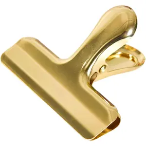 Stainless Steel Large Bull Clip Colorful Hinge File Clips Paper Clamp Office Supplies for Receipt Document Food Bag Gold