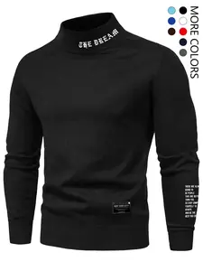 Men's Letter Print Stand Collar Sweatshirt Regular Fit Casual Long Sleeve Pullover Fall Winter Clothes Daily Wear 2026 Breathable Soft Warm Cozy Lightweight Trendy Home Outdoor Streetwear Hip Hop Jogging