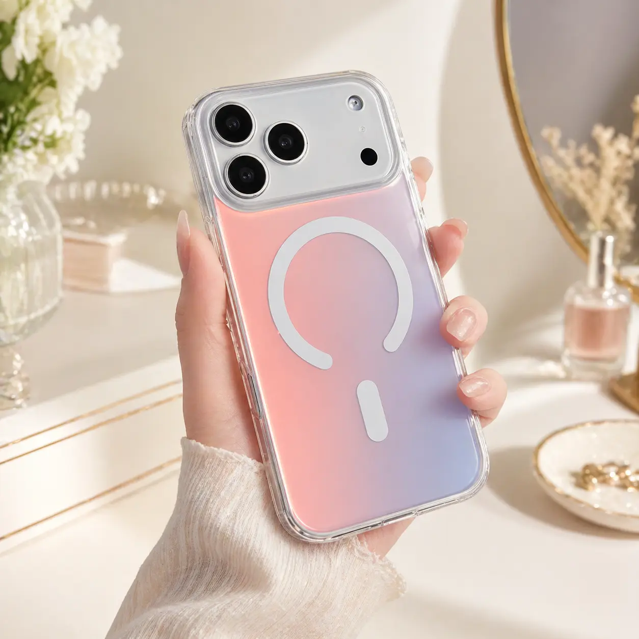 Caseethy Holographic Iridescent Rainbow Phone Cases for iPhone 17 Pro Max,17 Wireless Shockproof Magnetic Protective With Magsafe