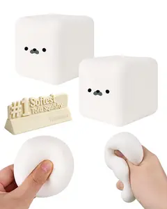 Seal Face White Cube Tofu Squishy Toy - Soft Moldable Fidget Block, Slow Rising Silky Stress Reliever, Anxiety Relief Slime & Squishy Novelty Toy