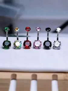6-Piece Stainless Steel Belly Rings, Multi-Color Options, High-Quality Design, Perfect for Detail-Obsessed Individuals, Stylish Body Jewelry