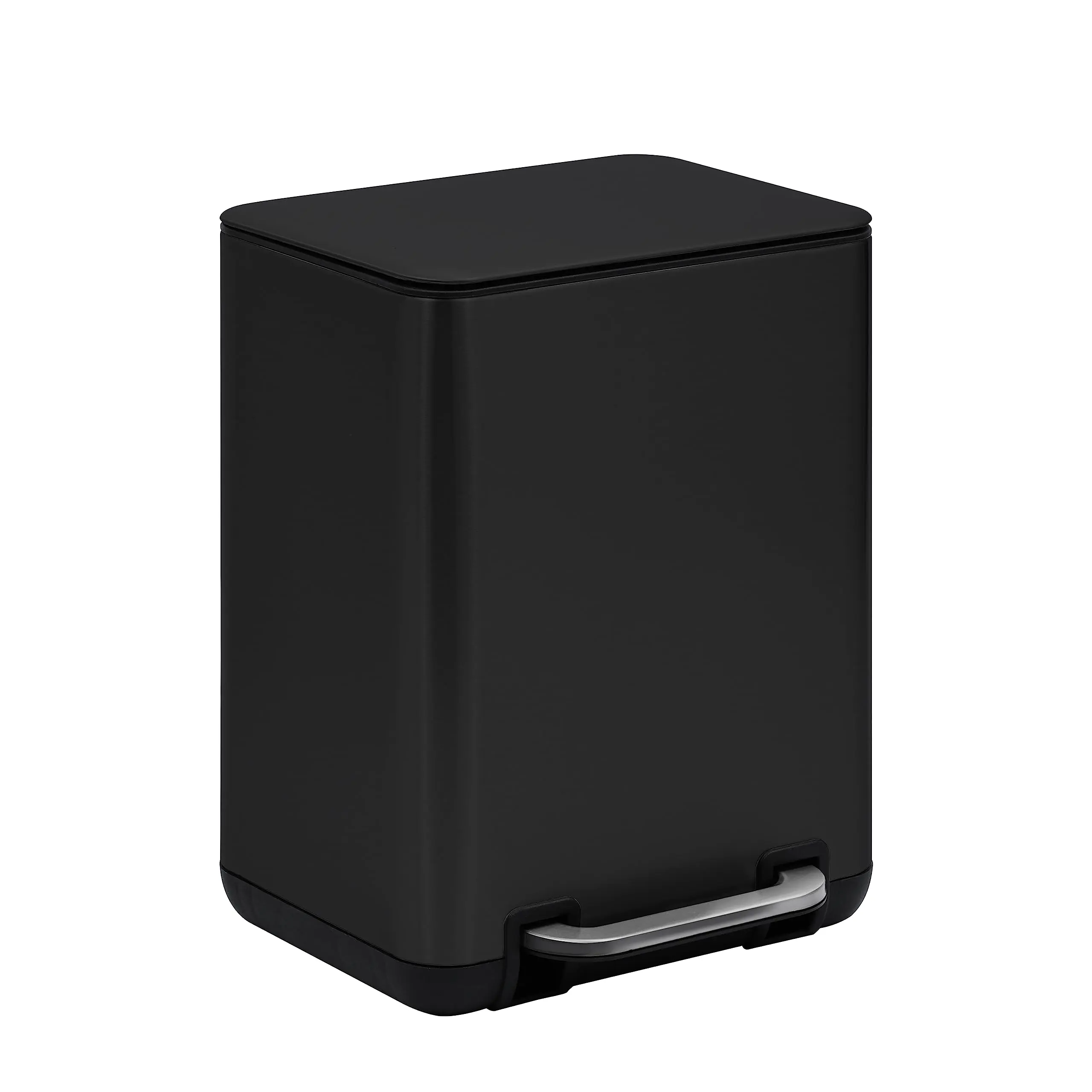 6 Liter(1.58 Gallon) Small Trash Can With Plastic Inner Buckets; Rectangle Bathroom  Office Kitchen And Bedroom Step On Slow Close (blk)