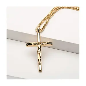 Verve Men's Jewelry Goldtone Crucifix Pendant w/ Chain