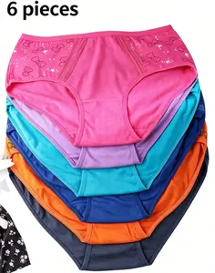 6-Pack Women's High WaistUnderwear Set, Soft StretchIntimates, Soft ComfortableKnit Fabric, Plus Size Design,Perfect for Everyday Wear &All-Day Comfort Panties,Soft Comfy Knicker panties     period underwear