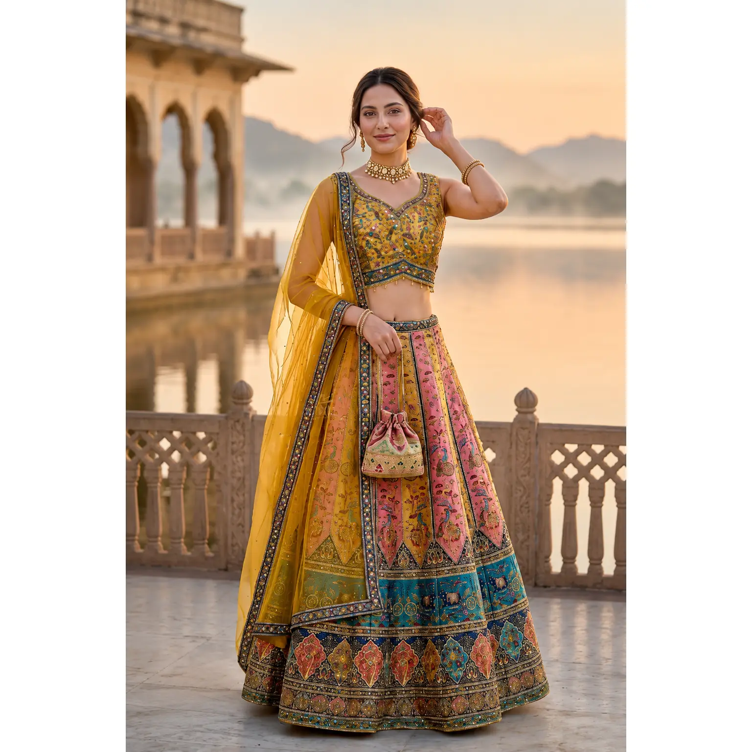 Sunset Mosaic 3-Piece Lehenga Set