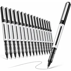 Rollerball Pens, 16 Pack Black Fine Point (0.5mm) Liquid Ink Pens for Smooth Writing, Quick-Drying, Note-Taking, Signatures, Office, School, Journaling & Daily Use