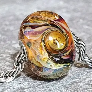 Glass lampwork bead for extra bling to any bracelet or chain - Peach Bellini