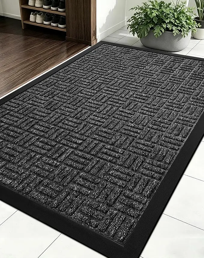 Heavy Duty Non-Slip Door Mat Indoor Outdoor Entrance Floor Mat Dirt Trapper Welcome Rug