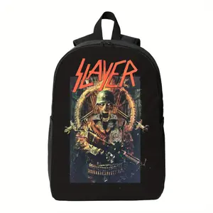 Stylish Black Backpack with "SLAYER" Graphic - Durable, Minimalist Design, Adjustable Straps, Perfect for Daily Commute, Backpack for School