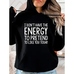 Women's Letter Print Drawstring Pocket Hoodie, Casual Drop Shoulder Long Sleeve Hooded Sweatshirt, Ladies Fall & Winter Clothes for Daily Wear Womenswear