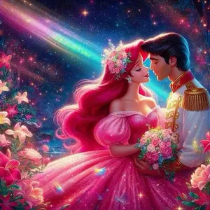 5D DIY Full Drill Round Diamond Painting - Diamond Painting Kit Princess, Prince Mosaic Canvas DIY Wall Art, Home Wall Decoration