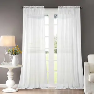 Solid Sheer Curtains Draperies White Rod Pocket 2 Panels 100" W x 96" L