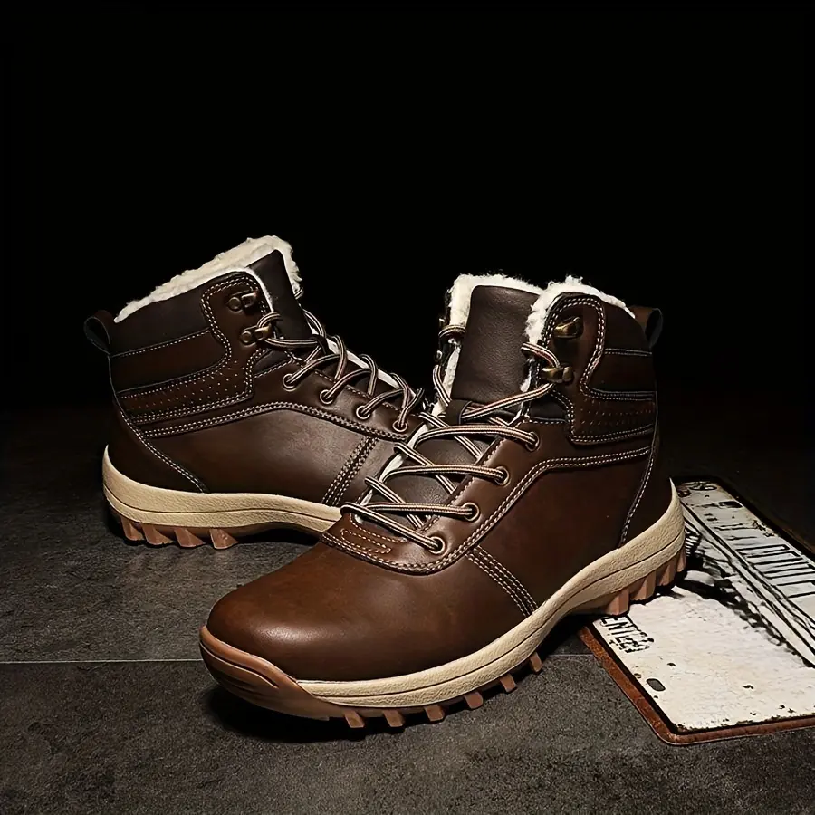 All Terrain Men's Winter Hiking Boots-Warm Plush Lining, Durable Non-Slip Sole Suitable for Outdoor Sports, Hiking, Rock Climbing and Hunting