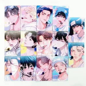 14PCS Korean BL Webtoon Laser LOMO Photocards - Holographic Collectible Cards Perfect Gift for Comic Fans