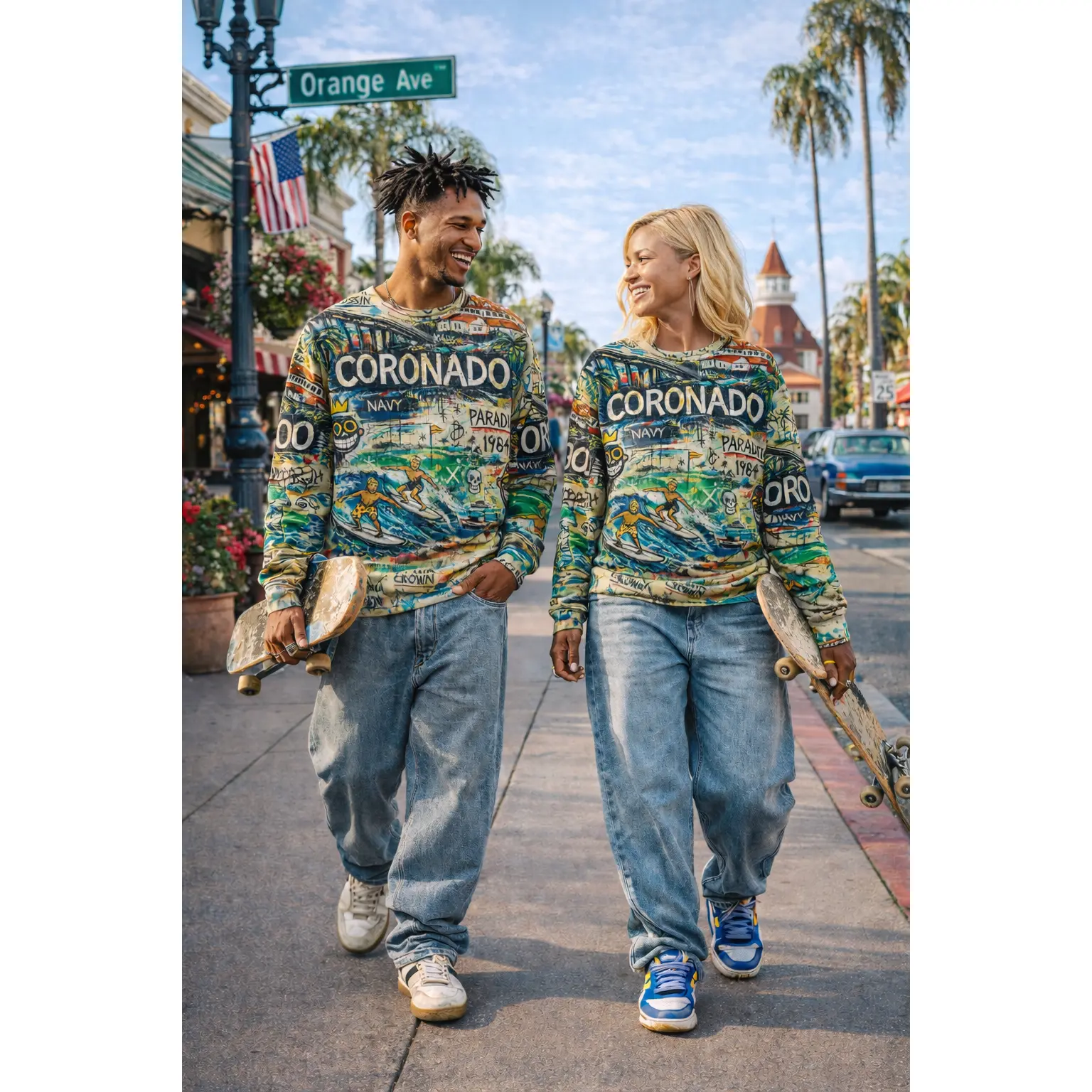 JM Basquiat Style Crown Island Coronado - Unisex cotton sweatshirt