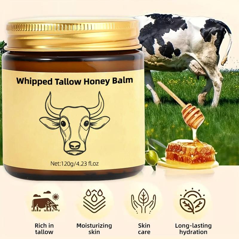 Lopeie Whipped Grass-Fed Beef Tallow Honey Balm - 4 Oz,Moisturizing Cream for Soft, Smooth Skin - Handmade All-Natural Moisturizer - Lavender
