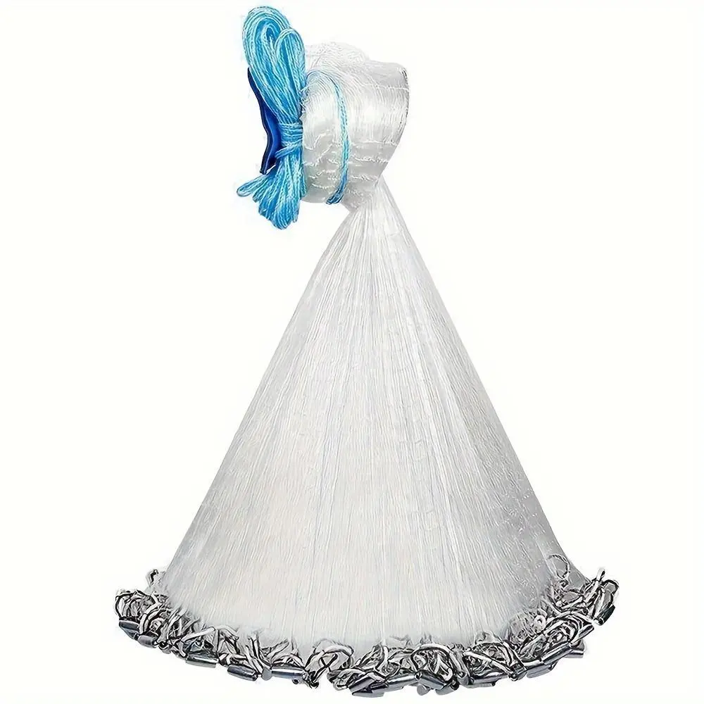 Easy Throw American Style Fishing Cast Net Durable Nylon Blend White Suitable for All Fish Species Saltwater Freshwater Handmade Sturdy Easy to Learn