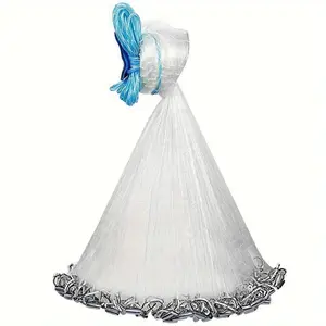 Easy Throw American Style Fishing Cast Net Durable Nylon Blend White Suitable for All Fish Species Saltwater Freshwater Handmade Sturdy Easy to Learn