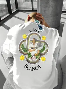 Men's Summer Casual Fitted T-Shirt Knit Fabric, Sheep Print Design, Geometric, Soft Comfortable Daily Wear, Spring & Summer, Stylish Men's Clothing